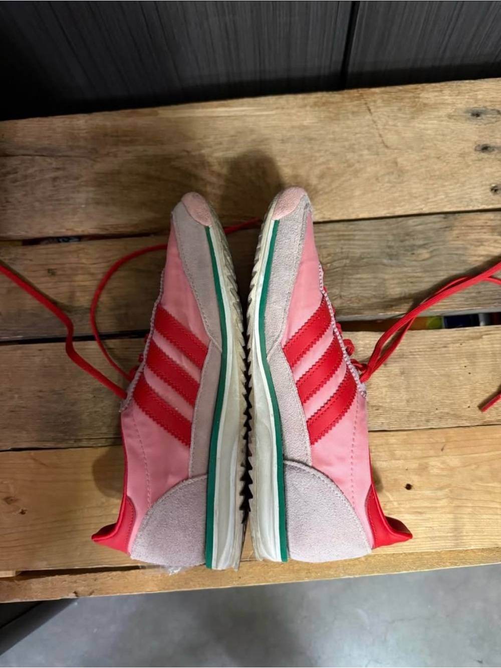 adidas Pink and Red Retro Low-Top Sneakers - Picture 2 of 6